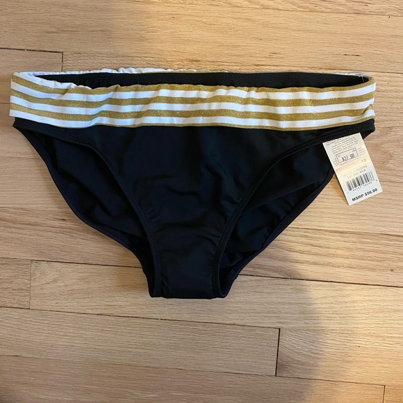 Ralph Lauren polo bathing suit bottom black with gold/white stripe flap NWT - Picture 1 of 4